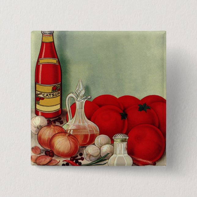 Vintage italienische Paprikaschoten Food Tomato On Button (Vorderseite)