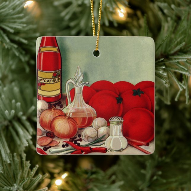 Vintage italienische Paprikaschoten Food Tomato On Keramikornament (Baum)