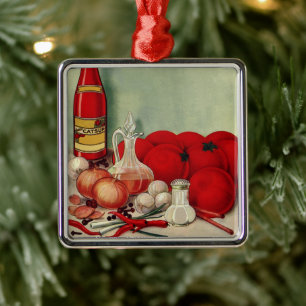 Vintage italienische Paprikaschoten Food Tomato On Ornament Aus Metall