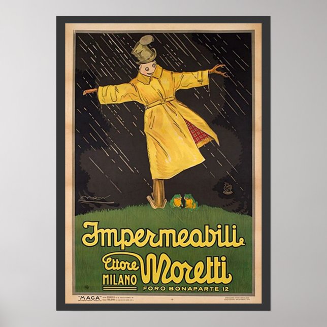 Vintage italienische Regenmantel-Werbung Poster (Vorne)