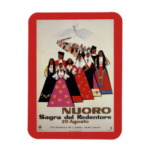 Vintage italienische Reiseanzeige Nuoros Sardinien Magnet