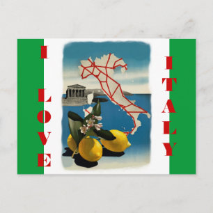 Vintage Italienische Reisepostkarte mit Flaggenfar Postkarte
