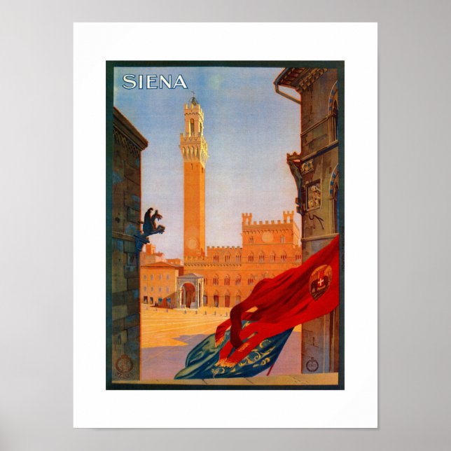 Vintage italienische Reisewerbung Siena Poster (Vorne)