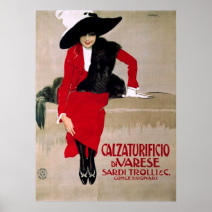 Vintage italienische Schuhfabrikwerbung Poster
