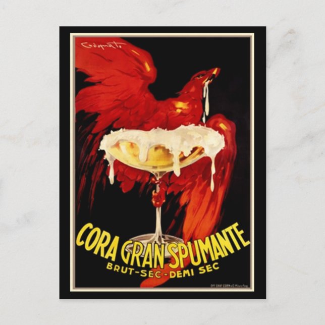 Vintage italienische Spumante-Werbung Postkarte (Vorderseite)