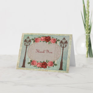 Vintage italienische Straßenlampen und Rose Vielen Dankeskarte