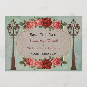 Vintage italienische Straßenleuchten und Rose Save The Date