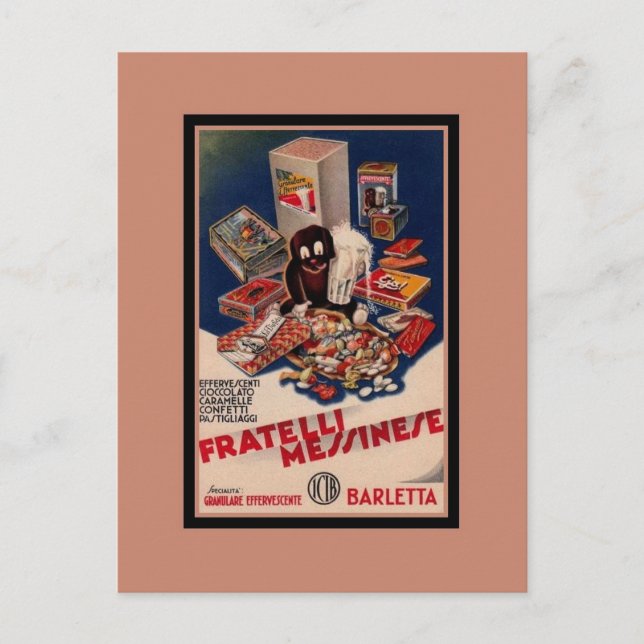 Vintage italienische Süßigkeitenswerbung Postkarte (Vorderseite)