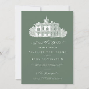 Vintage Italienische Villa Sage Green Wedding Save The Date