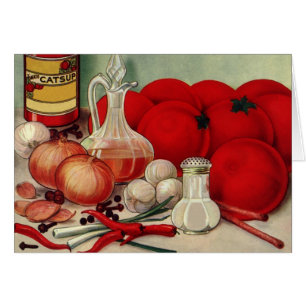 Vintage italienisches Essen Tomaten Zwiebeln Papri