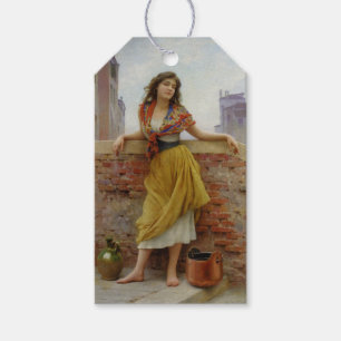 Vintage italienisches Wasserträger-Mädchen Geschenkanhänger