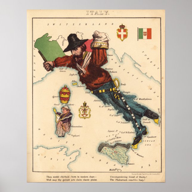 Vintage Italy Map Poster (Vorne)