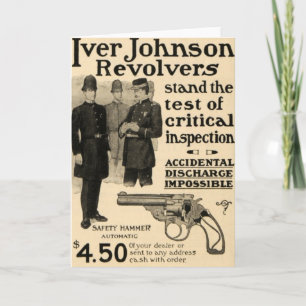 Vintage Iver Johnson Revolver Gun Ad Grußkarte Karte