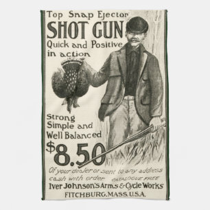 Vintage Iver Johnson Schrotflinte Küchenhandtuch Handtuch