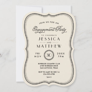 Vintage Ivorische Art-Deco-Engagement Partei Einladung