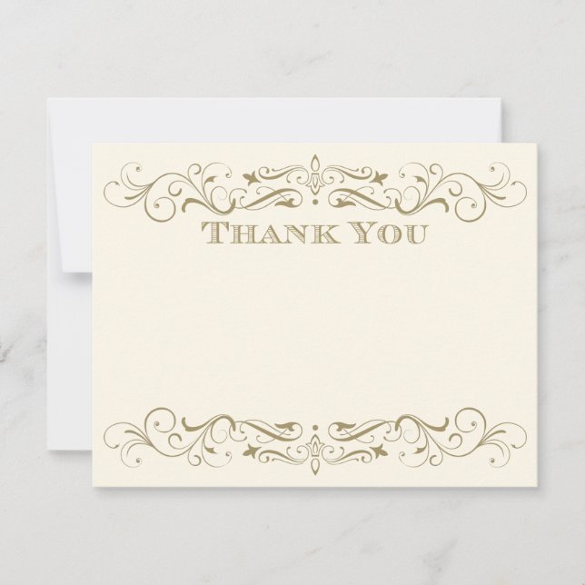 Vintage Ivory Antique Blüh Hochzeit Danke Mitteilungskarte (Vorderseite)