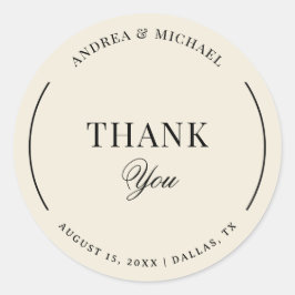 Vintage Ivory & Black Old Money Wedding Thank You Runder Aufkleber