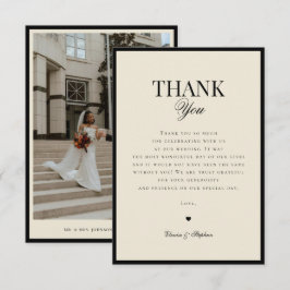 Vintage Ivory & Black Retro Old Money Wedding Dankeskarte