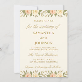 Vintage Ivory Floral Elegant Wedding Invitation Einladung