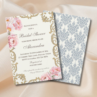 Vintage Ivory Floral Peony Christian Bridal Shower Einladung