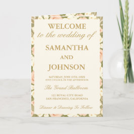 Vintage Ivory Floral Wedding Program Card Programm