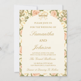 Vintage Ivory Script Wedding Invitation Einladung
