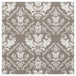 Vintage Ivory Taupe Damask Stilvolles Muster Stoff