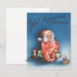 Vintage Ja Fast ist Weihnachtszeit Santa Feiertagskarte