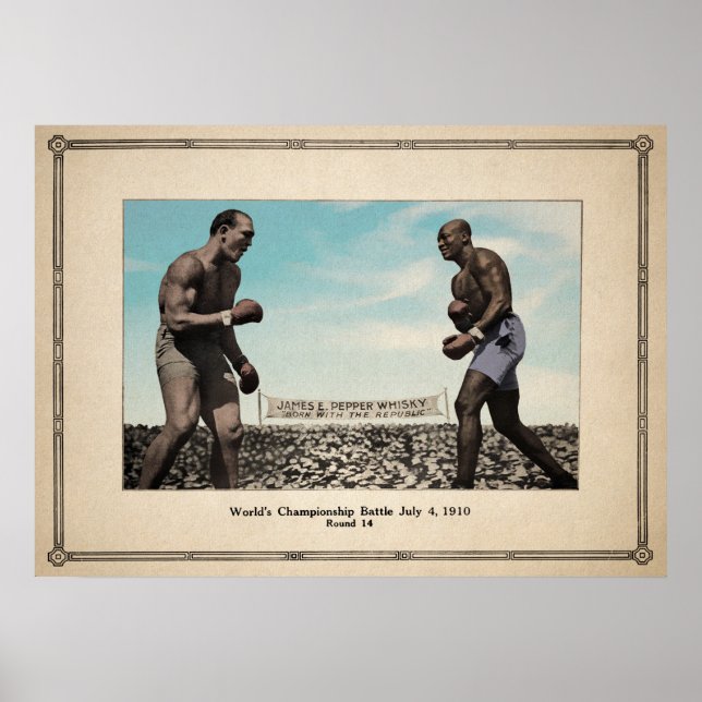 Vintage Jack Johnson gegen Jim Jeffries Poster (Vorne)