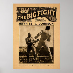 Vintage Jack Johnson vs Jim Jeffries Magazin Poster