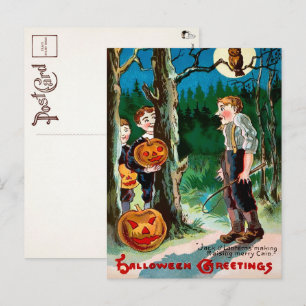 Vintage-Jack-o'-Lantern-Halloween-Postkarte Postkarte