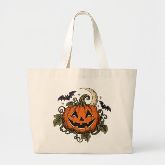 Vintage-Jack-o-Lantern-Halloween-Tasche Jumbo Stoffbeutel