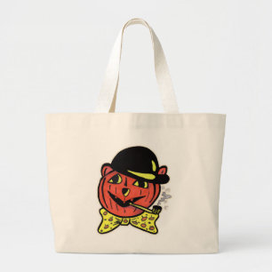 Vintage-Jack-O-Lantern-Katze-Halloween-Kürbis-Spaß Jumbo Stoffbeutel