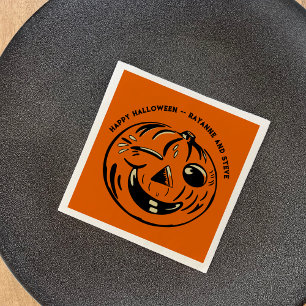 Vintage Jack-o-Lantern-Kürbis individuelles Hallow Serviette