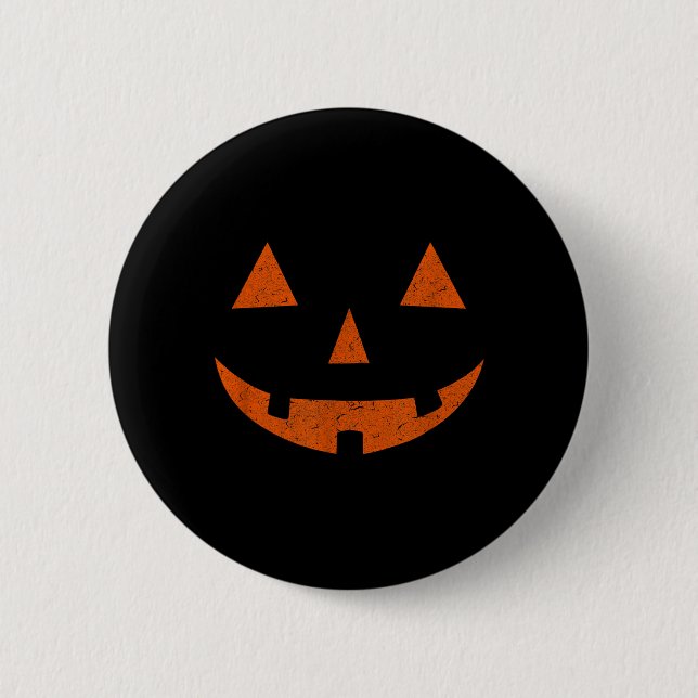 Vintage Jack o Lantern Kürbislaterne Kürbis Gesich Button (Vorderseite)