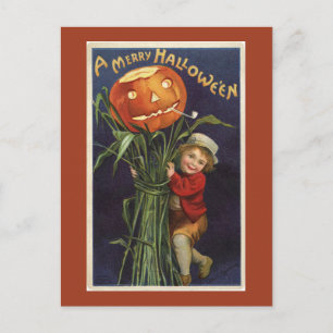 Vintage-Jack-o-Lantern-Maisstängel und Halloween-J Postkarte