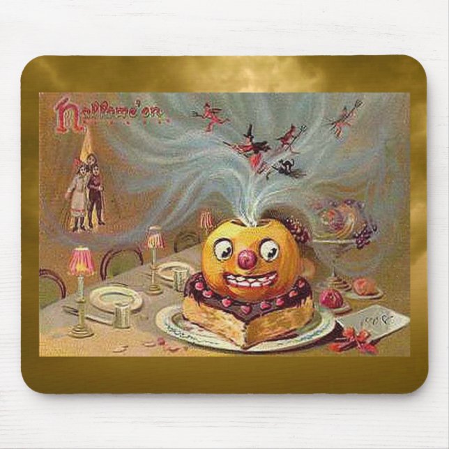 Vintage-Jack-o'-Lantern mit Hexen Mousepad (Vorne)