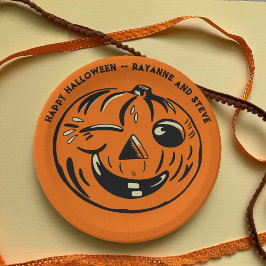 Vintage Jack-o-Lantern Pumpkin Custom Halloween Pappteller