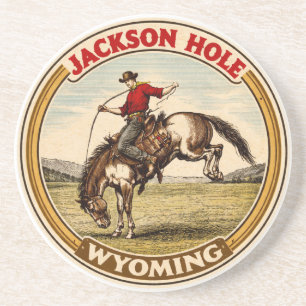 Vintage Jackson Hole Bucking Bronco Wyoming Cowboy Getränkeuntersetzer