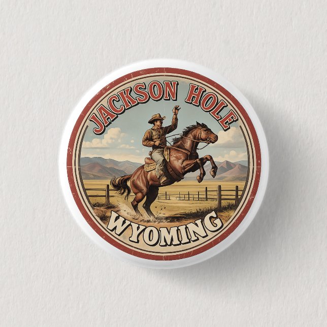 Vintage Jackson Hole Bucking Bronco Wyoming Gits Button (Vorderseite)