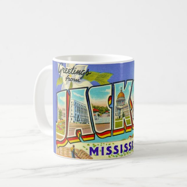 Vintage Jackson Miss Greetings  Kaffeetasse (Vorderseite Links)