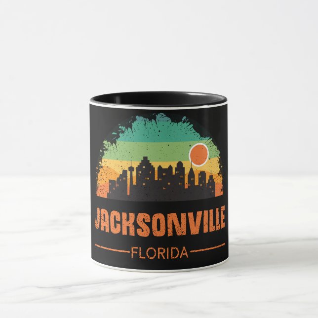 Vintage Jacksonville City Florida Retro Strip Tasse (Zentrum)