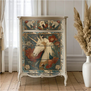 Vintage-Jade-Blumen-William-Morris-Stil-Einhorn Seidenpapier