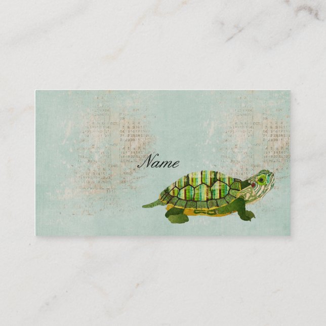 Vintage Jade-Schildkröte-Geschäfts-Karte/Umbauten Visitenkarte (Rückseite)