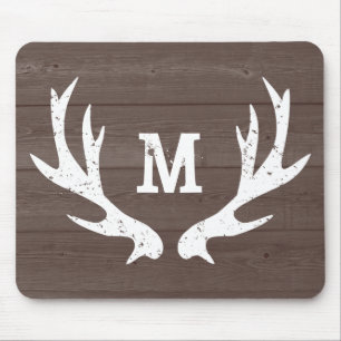 Vintage-Jagdhirschgeweih-Monogramm-Mauspad Mousepad
