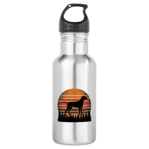 Vintage-Jagdhund-Sonnenuntergang-Wald-Vektordesign Edelstahlflasche