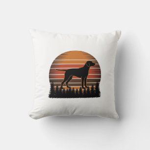 Vintage-Jagdhund-Sonnenuntergang-Wald-Vektordesign Kissen