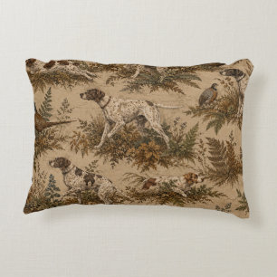 Vintage-Jagdhunde- und Wildvögel-Muster Dekokissen