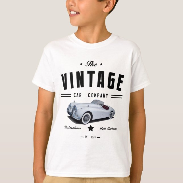 Vintage Jaguar-Auto-Garage T-Shirt (Vorderseite)