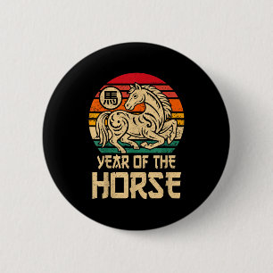 Vintage Jahr des Pferdes Chinesisches Neujahr 2026 Button